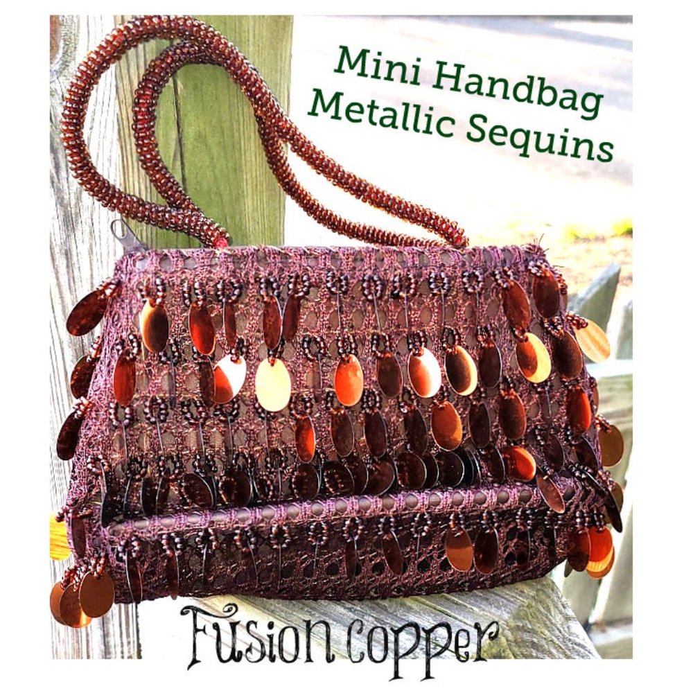 Small Handbag Sparkly Sequins Fusion Orange Copper